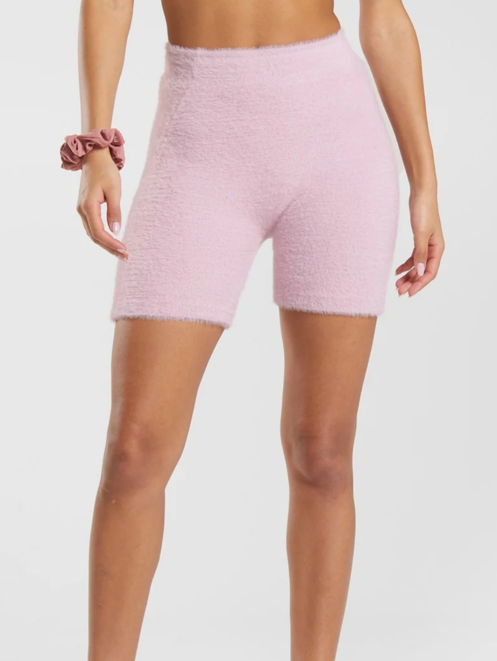 GYMSHARK x WHITNEY SIMMONS | Women's Pink Fuzzy Eyelash Knit Shorts